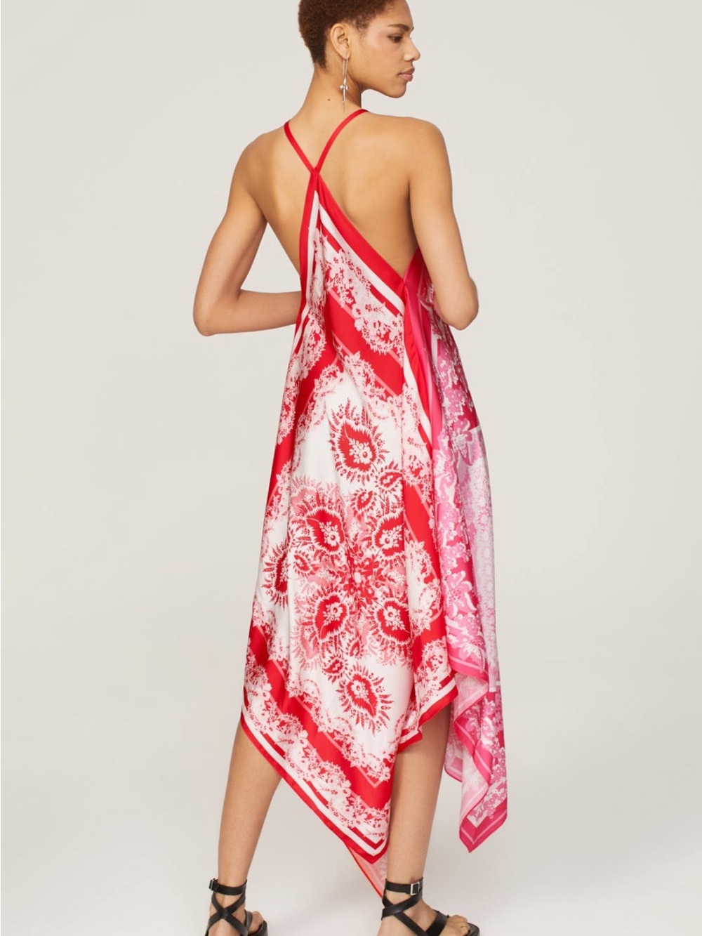 All Saints Pink and Red Asymmetrical Slip Dress - Picture 2 of 2